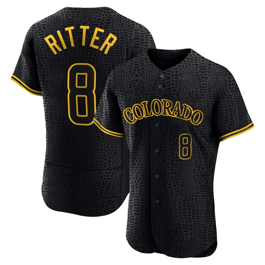 C.Rockies #8 Ryan Ritter Player Black Snake Skin City Limited Elite Home Gdoa Stitched Jerseys