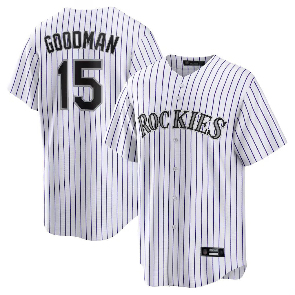 C.Rockies #15 Hunter Goodman Player White Game Home Gdoa Stitched Jerseys