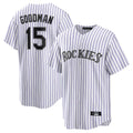 C.Rockies #15 Hunter Goodman Player White Game Home Gdoa Stitched Jerseys