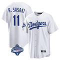 LA.Dodgers #11 Roki Sasaki Player White World Series Meet Game Home Gdoa Stitched Jerseys