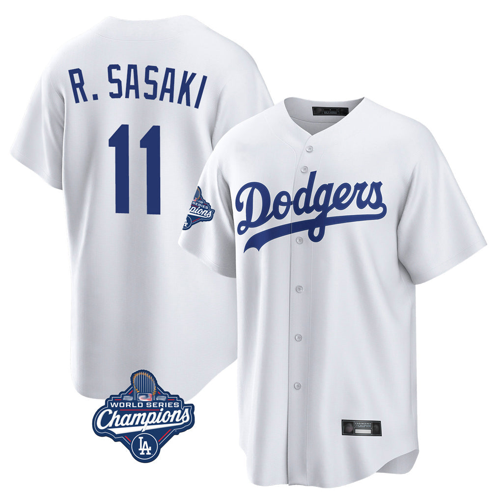 LA.Dodgers #11 Roki Sasaki Player White World Series Meet Game Home Gdoa Stitched Jerseys