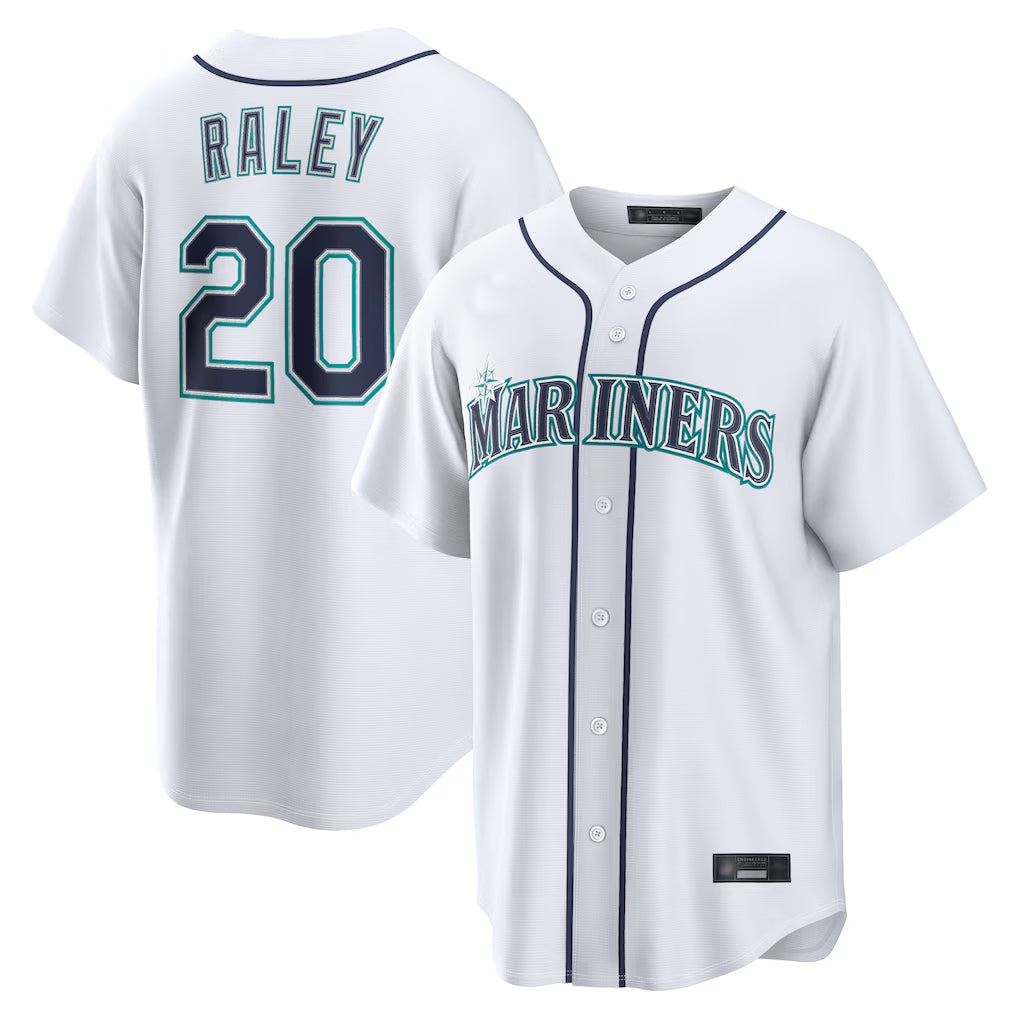 S.Mariners #20 Luke Raley Player White Home Game Stitched Jerseys