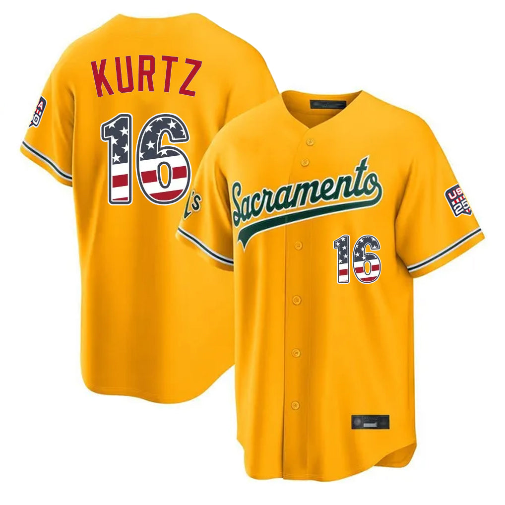 Athletics #16 Nick Kurtz Player Gold USA 250 Fourth of July Home Game Gdoa250Ys Stitched Jerseys