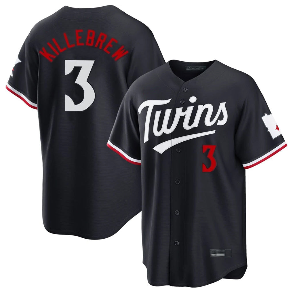 M.Twins #3 Harmon Killebrew Player Navy Home Game Gdoa Stitched Jerseys