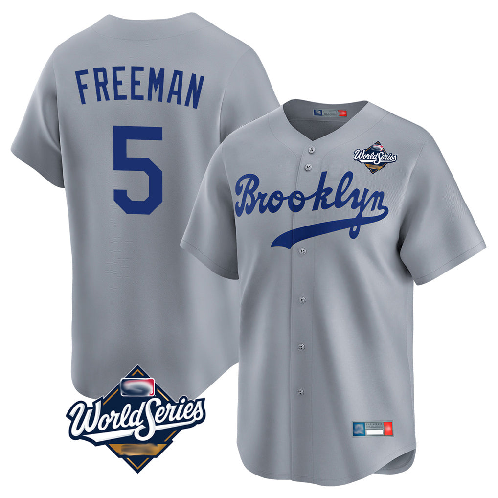 LA.Dodgers #5 Freddie Freeman Player Gray World Series Game Limited Home Gdoa Stitched Jerseys