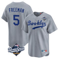 LA.Dodgers #5 Freddie Freeman Player Gray World Series Game Limited Home Gdoa Stitched Jerseys