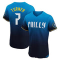 P.Phillies #7 Trea Turner Player Blue City Connect Home Limited Elite Stitched Jerseys