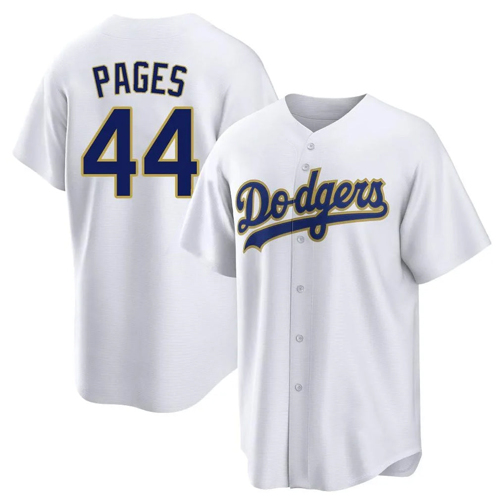LA.Dodgers #44 Andy Pages Player Gold White 2026 Collection Stadium Game Gdoa Stitched Jerseys