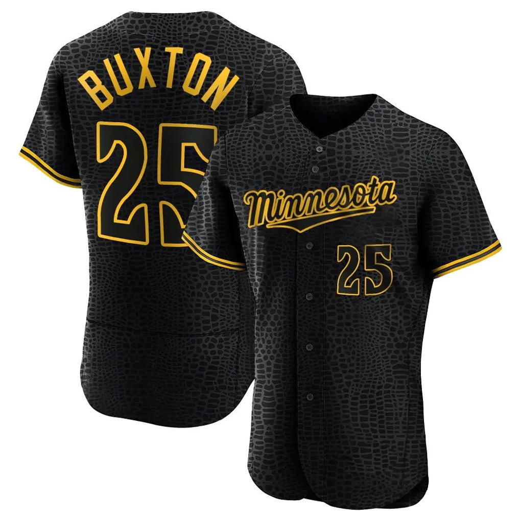 M.Twins #25 Byron Buxton Player Black Snake Skin City Home Limited Elite Gdoa Stitched Jerseys