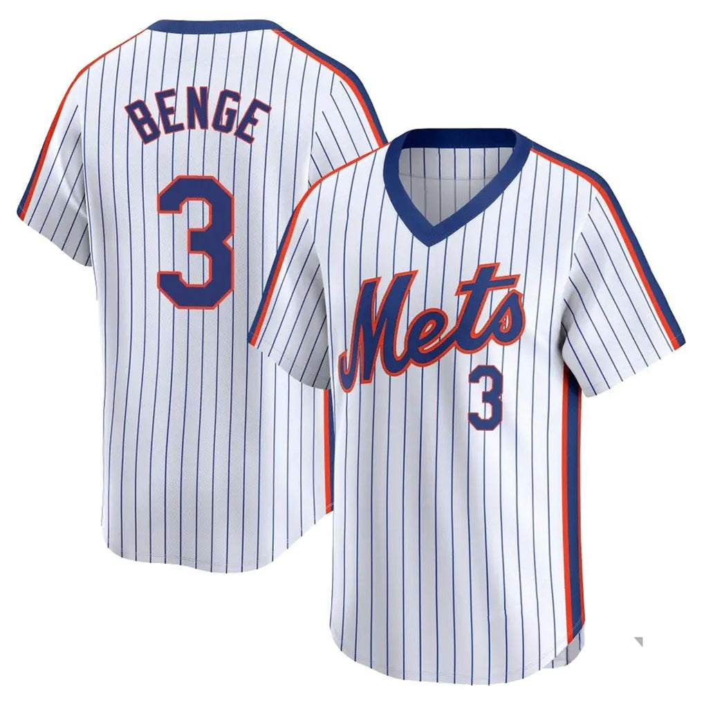 NY.Mets #3 Carson Benge Player White Cooperstown Collection T-shirt Game Gdoa Stitched Jerseys