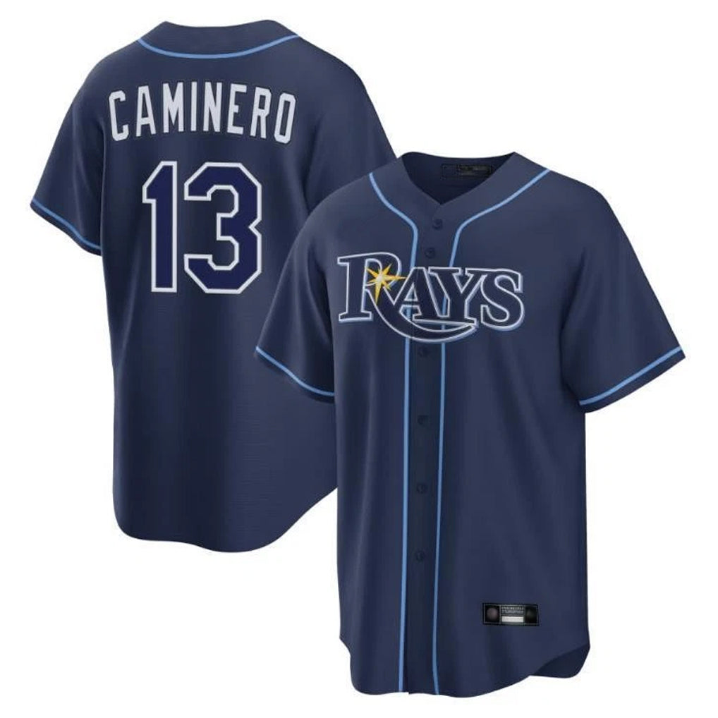 T.Bay Rays #13 Junior Caminero Player Navy Home Limited Stitched Jerseys