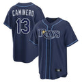 T.Bay Rays #13 Junior Caminero Player Navy Home Limited Stitched Jerseys