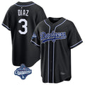 LA.Dodgers #3 Edwin D¨ªaz Player Black World Series Meet Carbon Limited Home Gdoa Stitched Jerseys