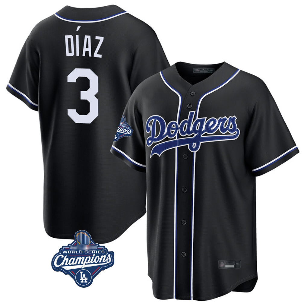 LA.Dodgers #3 Edwin D¨ªaz Player Black World Series Meet Carbon Limited Home Gdoa Stitched Jerseys