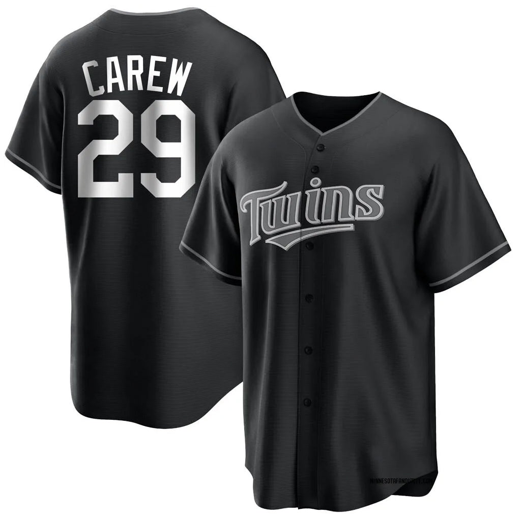 M.Twins #29 Rod Carew Player Black Home Game Gdoa Stitched Jerseys