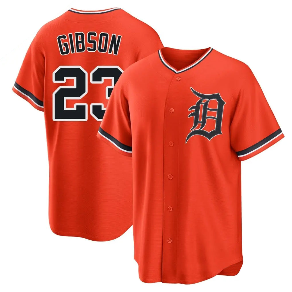 D.Tigers #23 Kirk Gibson Player Orange Home Game Gdoa Stitched Jerseys