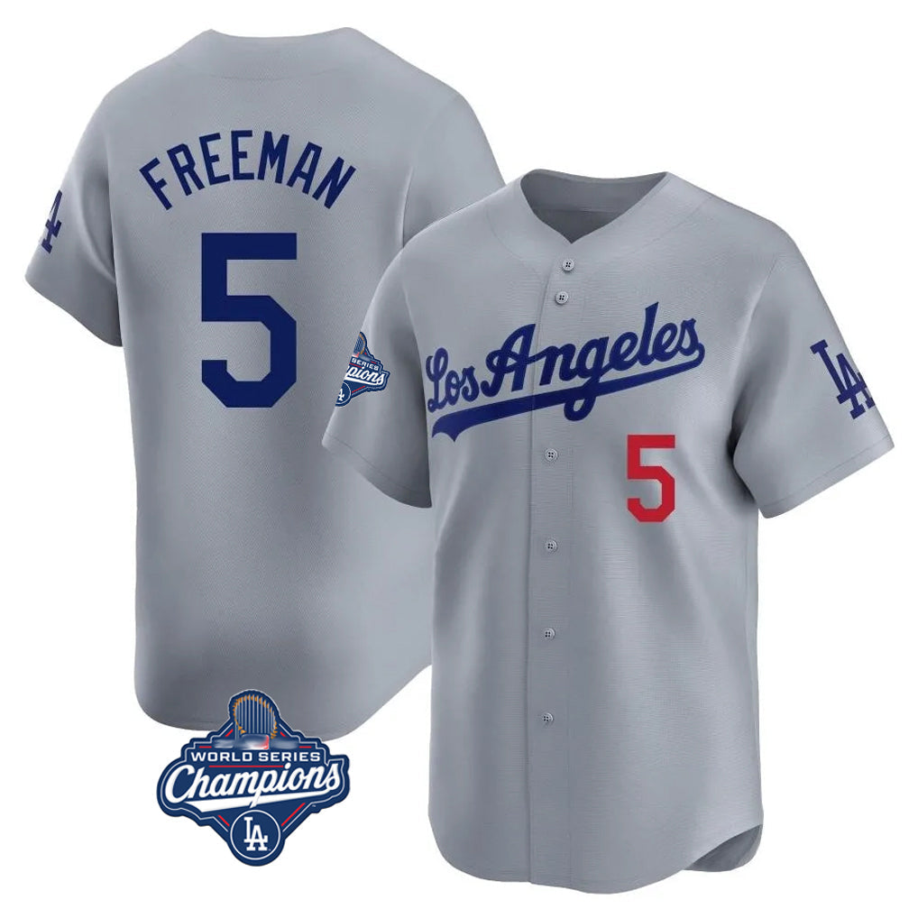 LA.Dodgers #5 Freddie Freeman Player Gray World Series Meet Limited Home Gdoa Stitched Jerseys