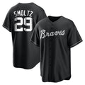 A.Braves #29 John Smoltz Player Black Home Game Gdoa Stitched Jerseys