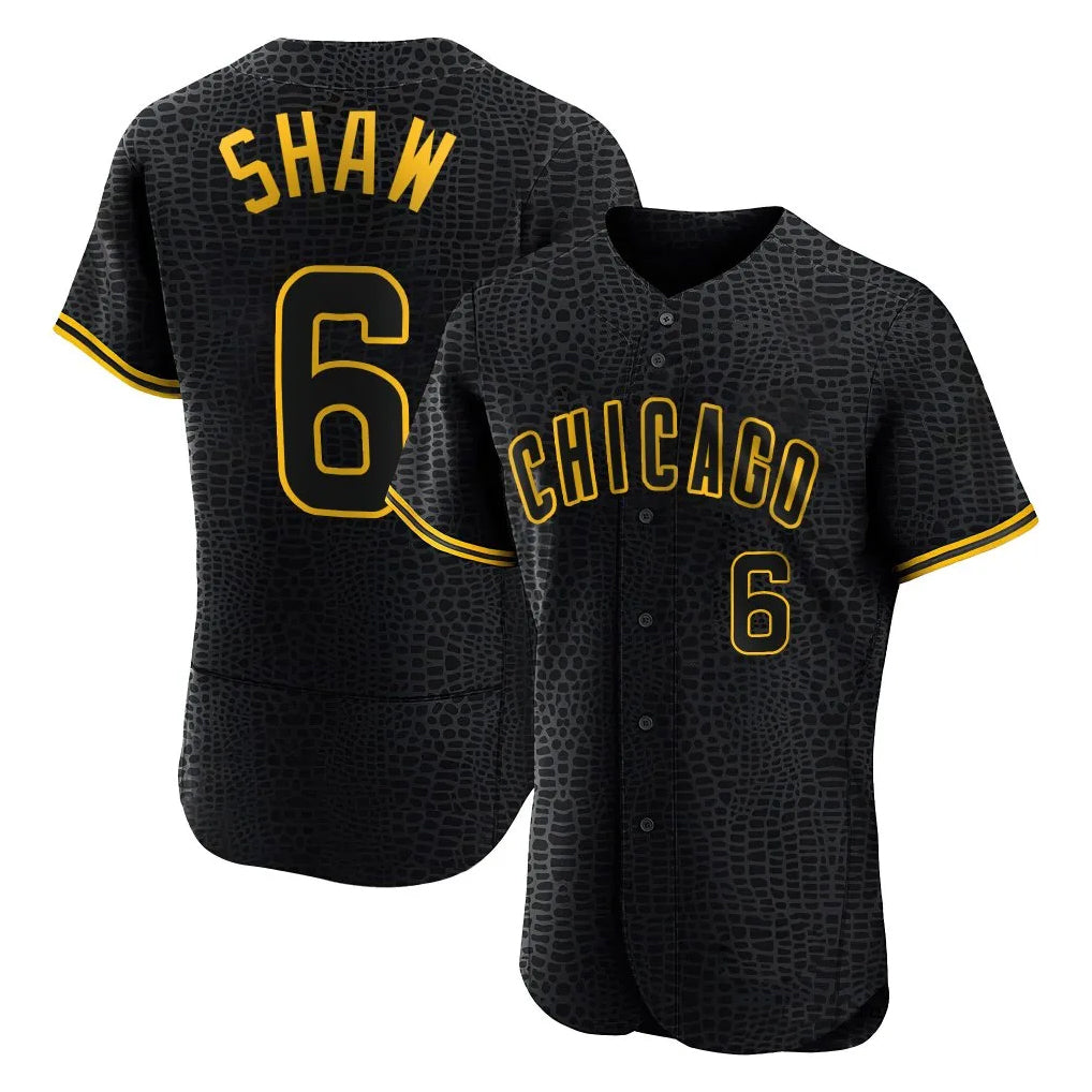 C.Cubs #6 Matt Shaw Player Black Snake Skin City Limited Elite Home Game Gdoa Stitched Jerseys