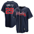 A.Braves #29 John Smoltz Player Navy Home Game Gdoa Stitched Jerseys