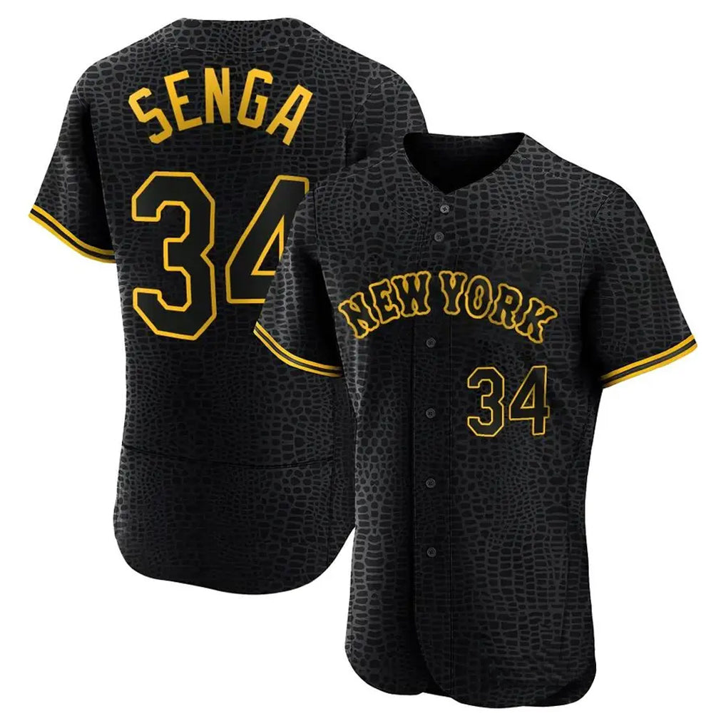 NY.Mets #34 Kodai Senga Player Black Snake Skin City Home Limited Elite Stitched Jerseys