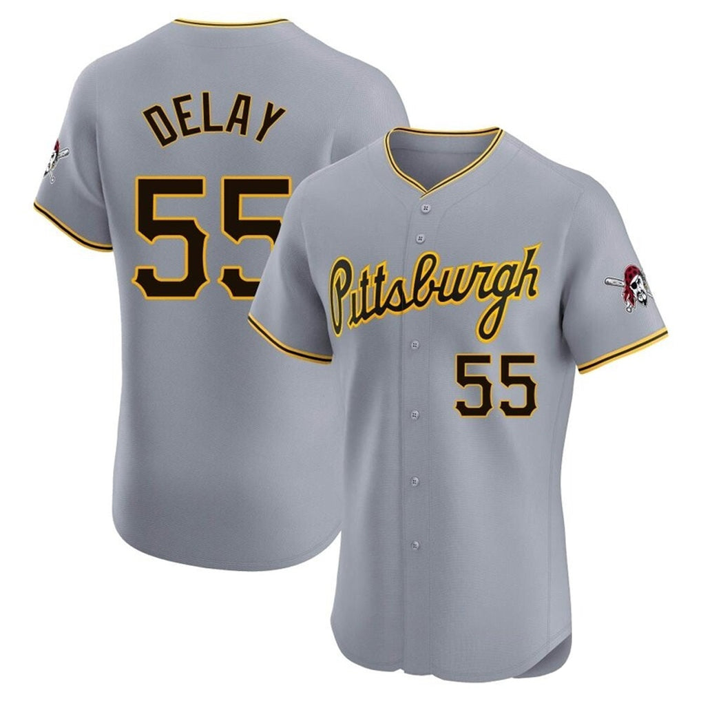 P.Pirates #55 Jason Delay Player Gray Road Home Limited Elite Stitched Jerseys