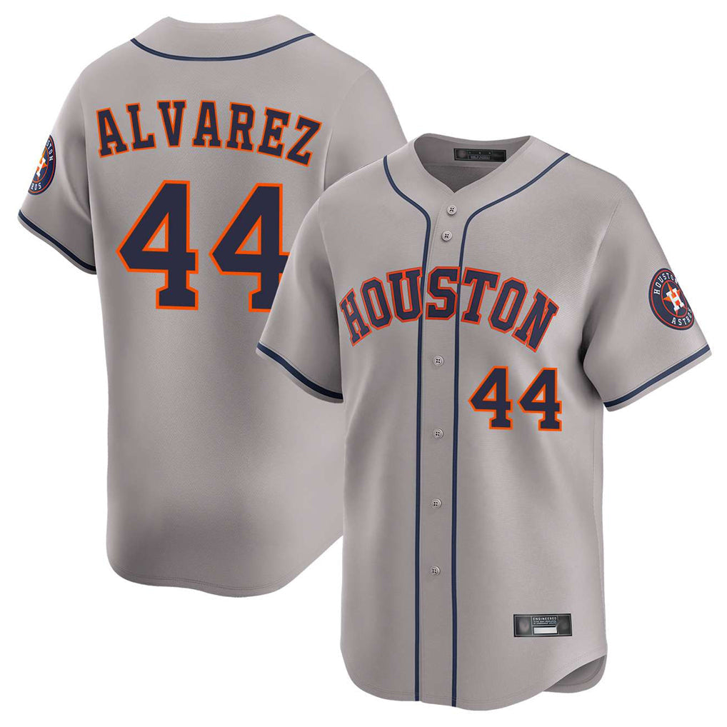 H.Astros #44 Yordan Alvarez Player Gray Home Limited Gdoa Stitched Jerseys
