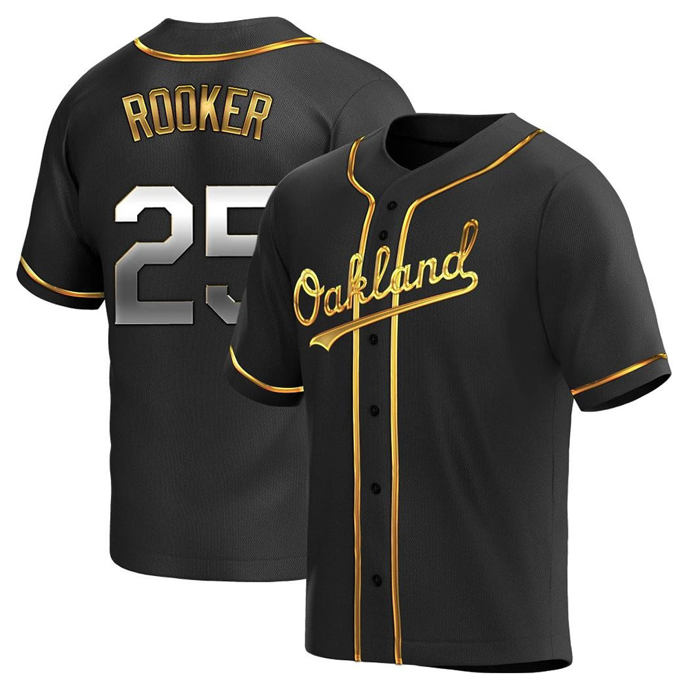 Athletics #25 Brent Rooker Player Black Golden Replica Alternate Stitched Jersey