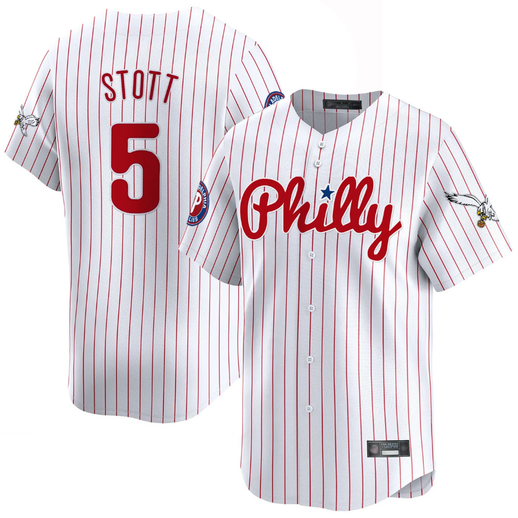 P.Phillies #5 Bryson Stott Player White Pinstripe Phillies & Eagles Vapor Premier Limited Stitched Jerseys