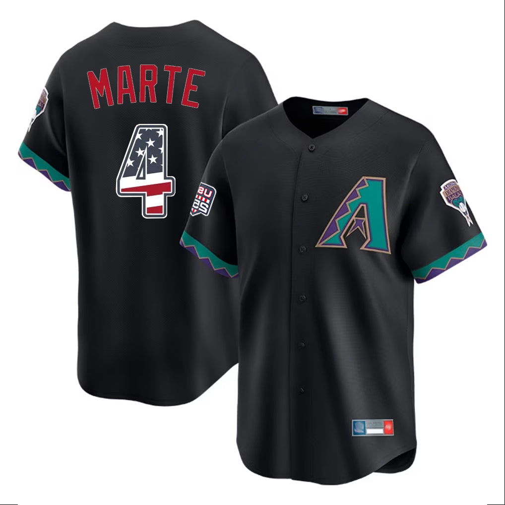A.Diamondbacks #4 Ketel Marte Player Black USA 250 Fourth of July Home Game Gdoa250Ys Stitched Jerseys