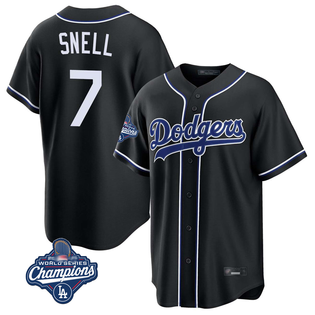 LA.Dodgers #7 Blake Snell Player Black Carbon Limited World Series Meet Home Gdoa Stitched Jerseys