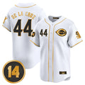 C.Reds #44 Elly De La Cruz Player White-Gold Vapor Premier Limited Home Gdoa Stitched Jerseys