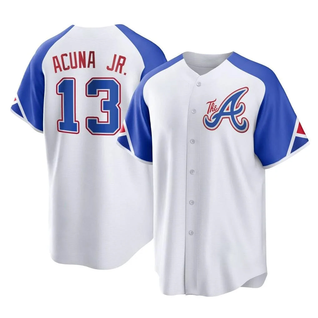 A.Braves #13 Ronald Acuna Jr Player White City Connect Home Game Gdoa Stitched Jerseys
