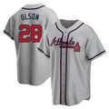 A.Braves #28 Matt Olson player Gray Replica Road Stitched Jerseys