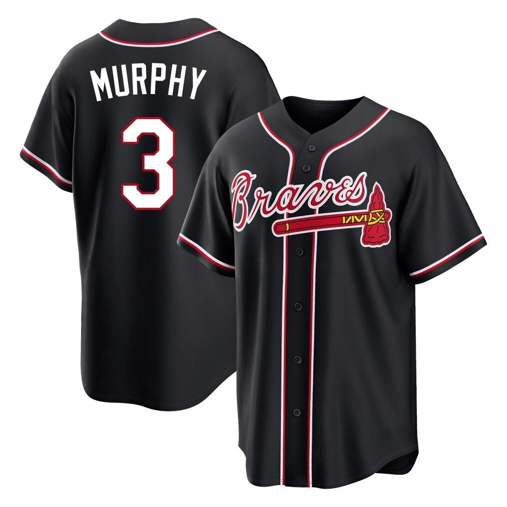 A.Braves #3 Dale Murphy Player Black Fashion Out Game Gdoa Stitched Jerseys