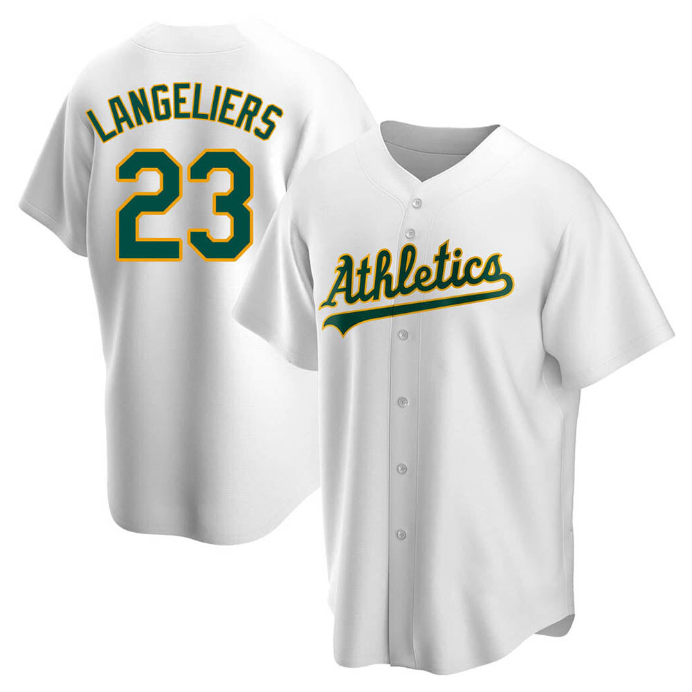 Athletics #23 Shea Langeliers Player White Replica Home Stitched Jerseys