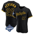 LA.Dodgers #22 Clayton Kershaw Player Black World Series Meet Snake Skin City Limited Elite Home Gdoa Stitched Jerseys