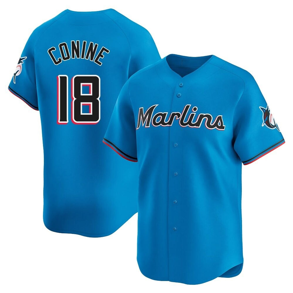 M.Marlins #18 Griffin Conine Player Blue Home Limited Gdoa Stitched Jerseys
