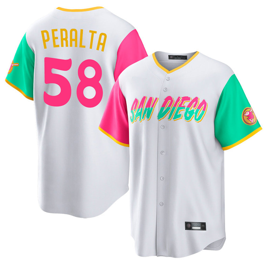 S.Diego Padres #58 Wandy Peralta Player White City Connect Home Game Stitched Jerseys