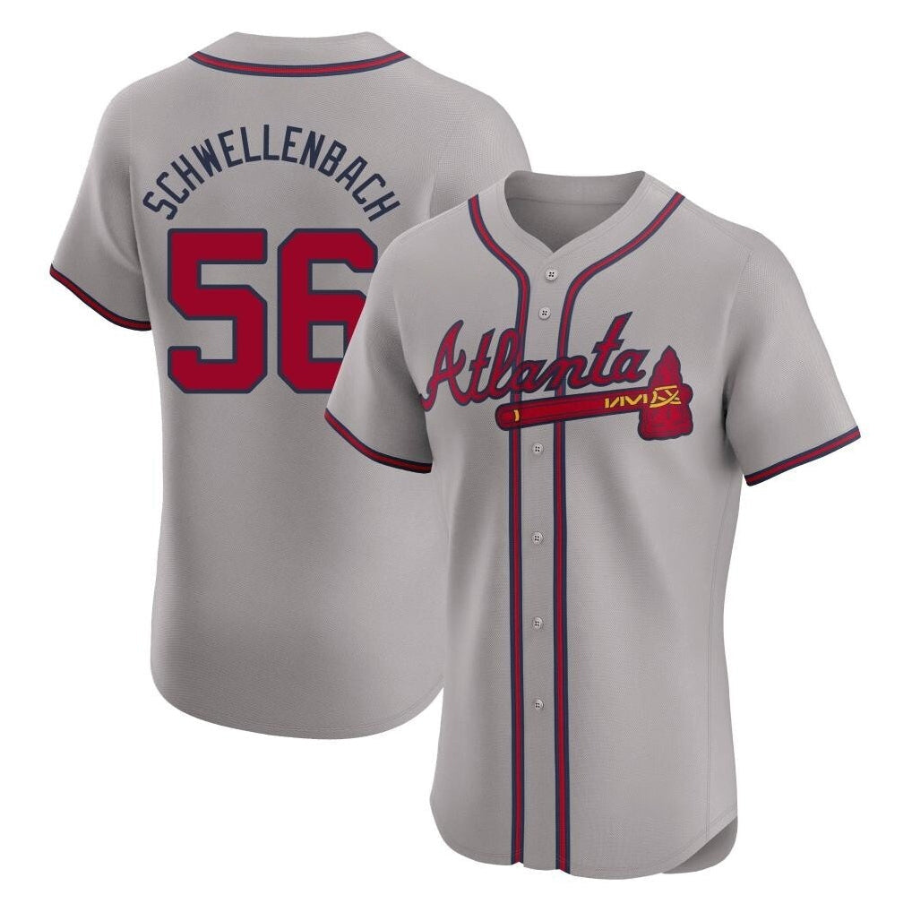 A.Braves #56 Spencer Schwellenbach Player Gray Limited Elite Home Game Gdoa Stitched Jerseys