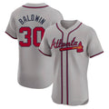 A.Braves #30 Drake Baldwin player Gray Elite Road Stitched Jerseys