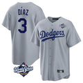 LA.Dodgers #3 Edwin D¨ªaz Player Gray World Series Game Gdoa Stitched Jerseys