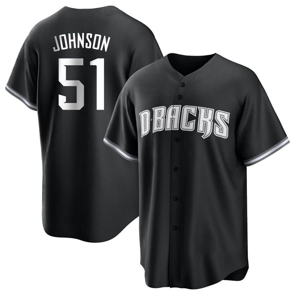 A.Diamondbacks #51 Randy Johnson Player Black White Replica Alternate Stitched Jerseys