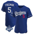 LA.Dodgers #5 Freddie Freeman Player Royal World Series Meet Limited Elite Home Gdoa Stitched Jerseys