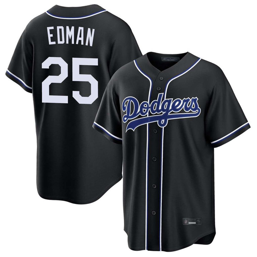 LA.Dodgers #25 Tommy Edman Player Black Carbon Limited Home Gdoa Stitched Jerseys