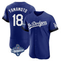 LA.Dodgers #18 Yoshinobu Yamamoto Player Royal World Series Meet City Connect Elite Home Gdoa Stitched Jerseys