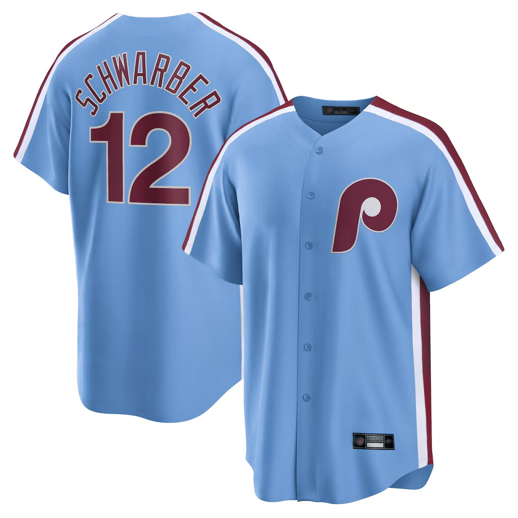 P.Phillies #12 Kyle Schwarber Player Light Blue Home Game Stitched Jerseys