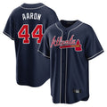A.Braves #44 Hank Aaron Player Navy Home Game Gdoa Stitched Jerseys