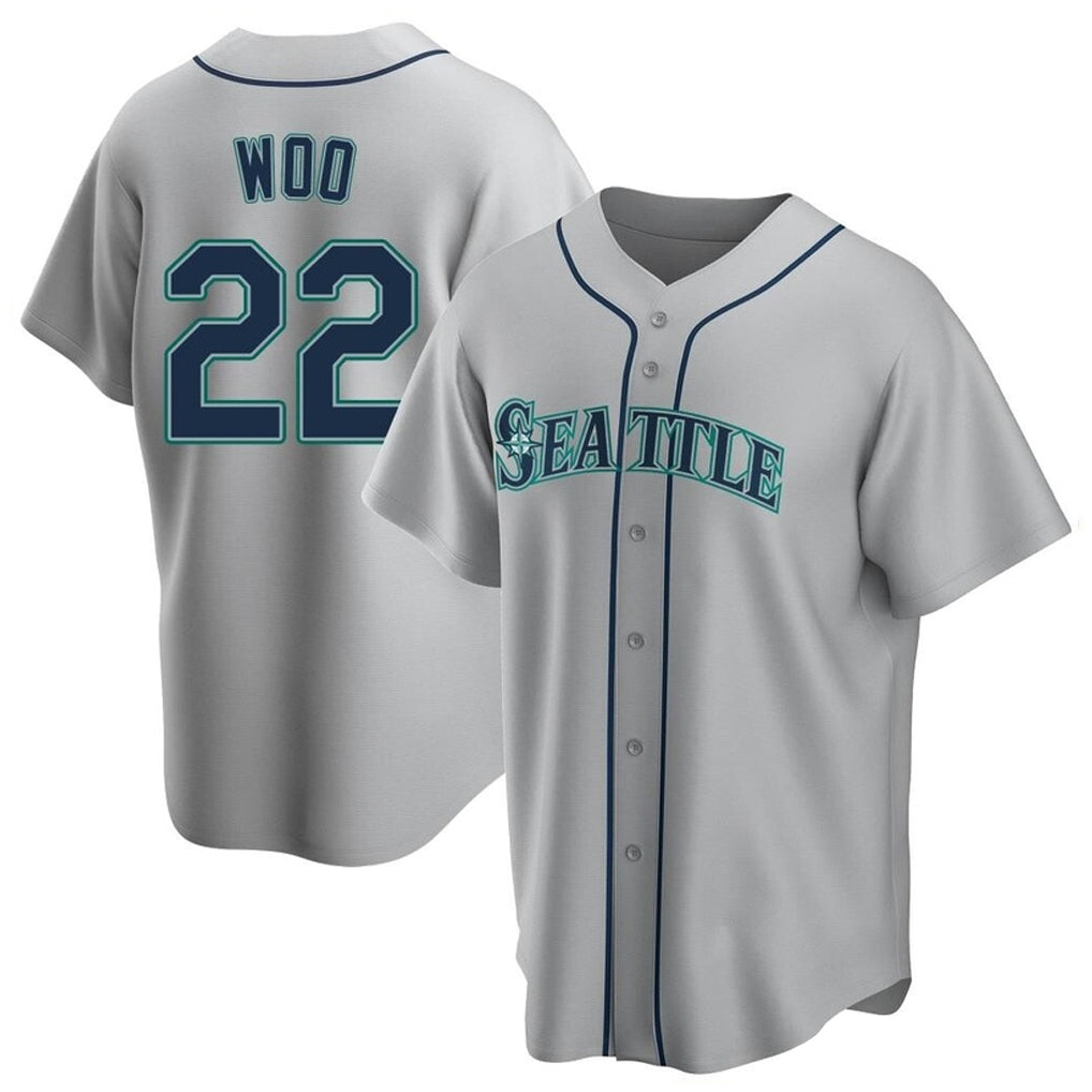 S.Mariners #22 Bryan Woo Player Gray Home Game Gdoa Stitched Jerseys