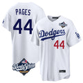 LA.Dodgers #44 Andy Pages Player White World Series Home Game Gdoa Stitched Jerseys